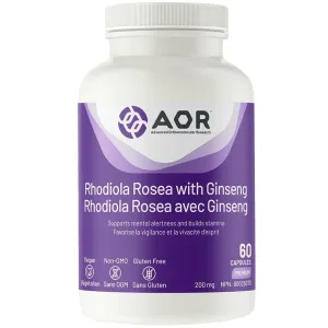 AOR Rhodiola Rosea With Ginseng 200mg 60 Capsules