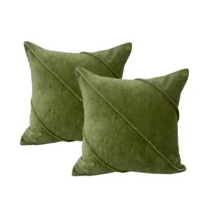 Cloud Linen Trova Cotton Velvet Sage 50x50cm Twin Pack Polyester Filled Cushion