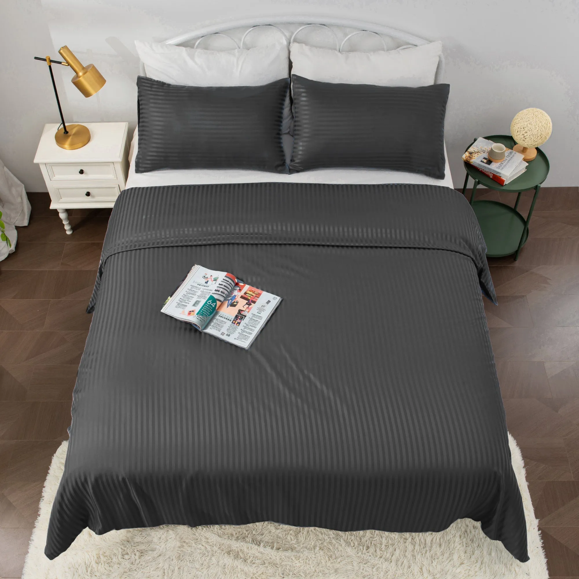 Linenova Brushed Microfibre Striped Quilt Cover Set