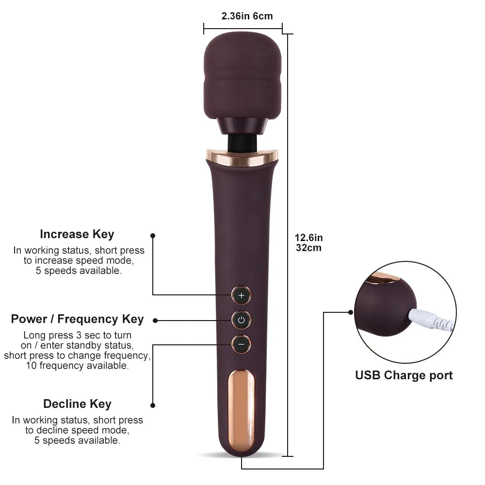 Olympia Luxury 10-Speed Ergonomic Sex Wand Vibrator Clitoral Stimulator