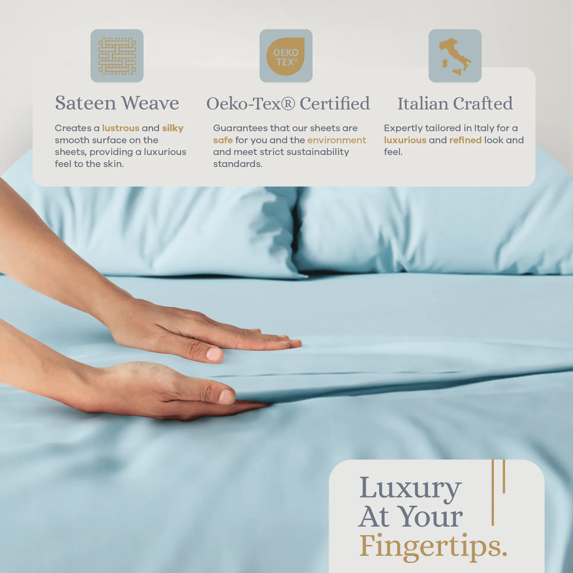 Premium Italian Crafted Sateen Sheet Set, 600-Thread-Count