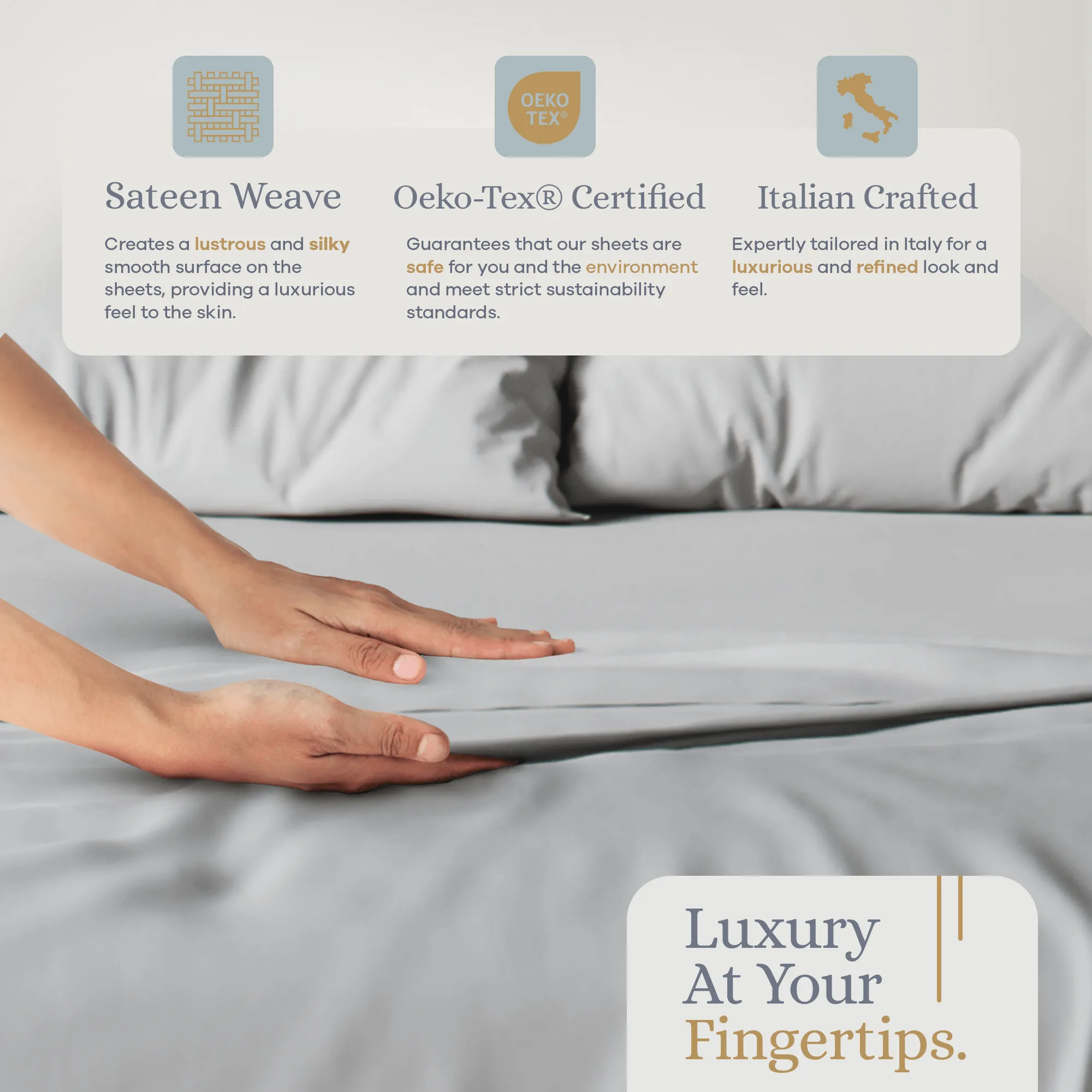 Premium Italian Crafted Sateen Sheet Set, 600-Thread-Count