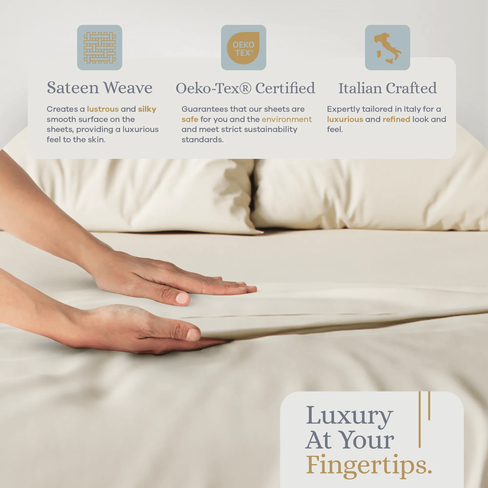 Premium Italian Crafted Sateen Sheet Set, 600-Thread-Count