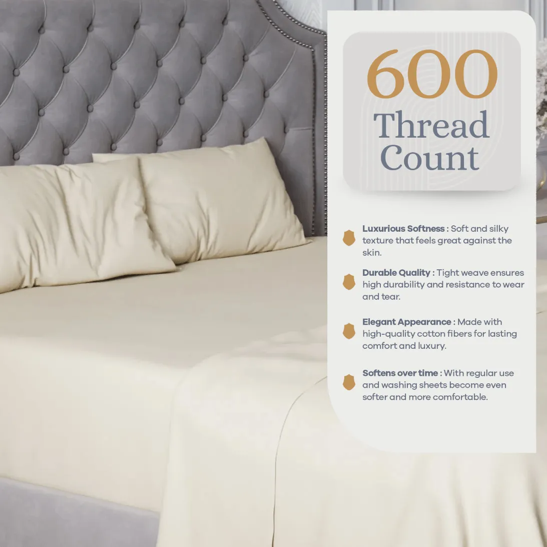 Premium Italian Crafted Sateen Sheet Set, 600-Thread-Count