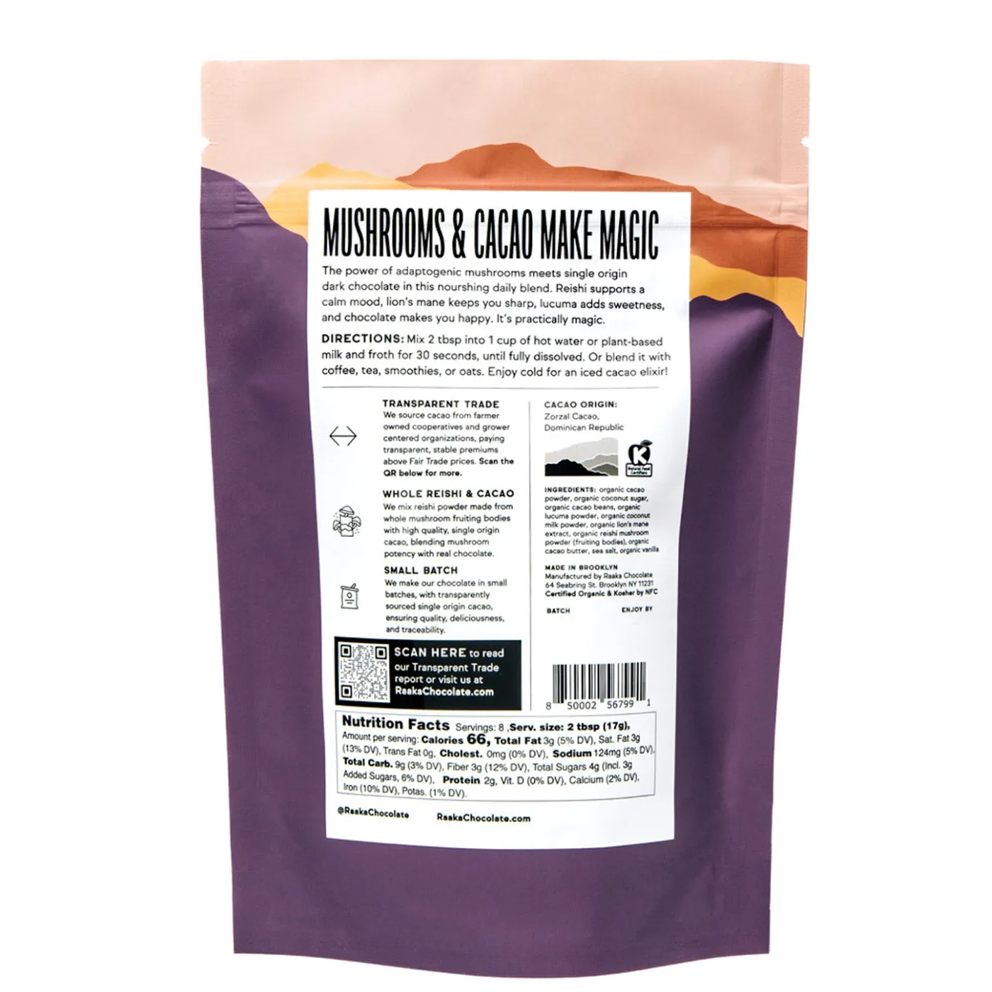 Raaka Adaptogen Hot Chocolate / Cocoa Magic Mushroom Blend