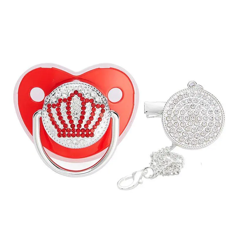 Red Crystalized Luxury Baby Bling Pacifier & Clips
